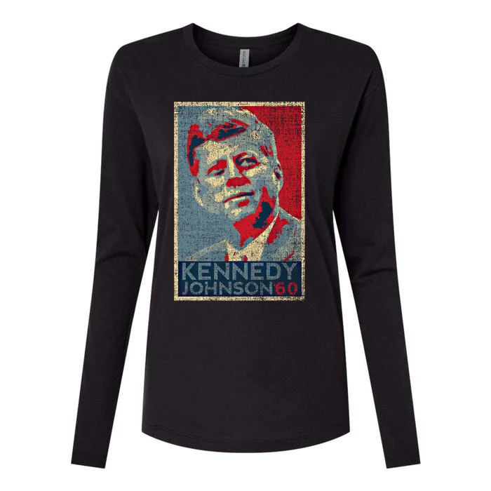 Kennedy Johnson 1960 Retro Campaign 4th Of July President Meaningful Gift Womens Cotton Relaxed Long Sleeve T-Shirt