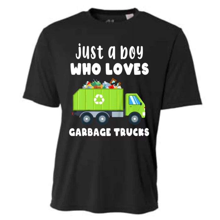 Kids Just A Boy Who Loves Garbage Trucks Cooling Performance Crew T-Shirt