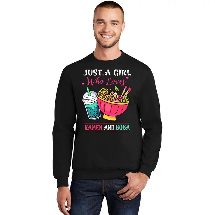 Kawaii Just A Girl Who Loves Ramen And Boba Tea Bubble Milk Tall Sweatshirt