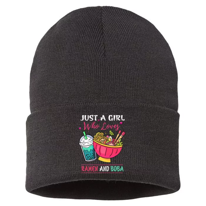 Kawaii Just A Girl Who Loves Ramen And Boba Tea Bubble Milk Sustainable Knit Beanie