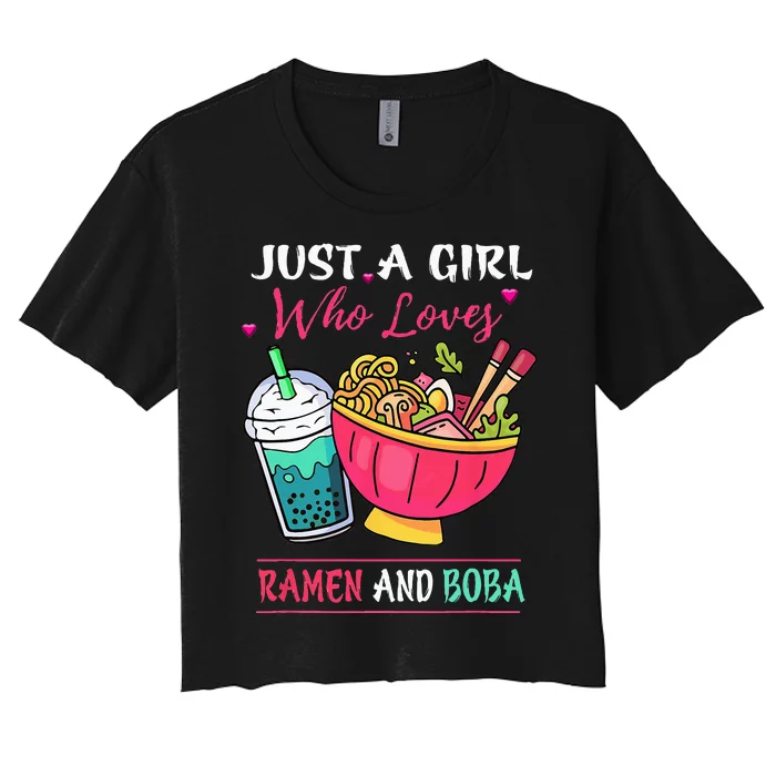 Kawaii Just A Girl Who Loves Ramen And Boba Tea Bubble Milk Women's Crop Top Tee