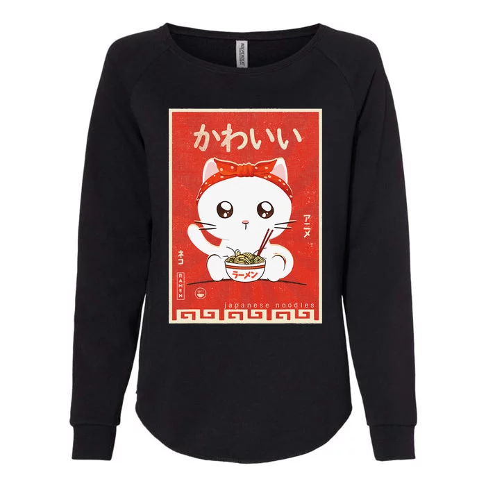 Kawaii Japanese Anime Cat Ra Lover Retro Japanese Womens California Wash Sweatshirt