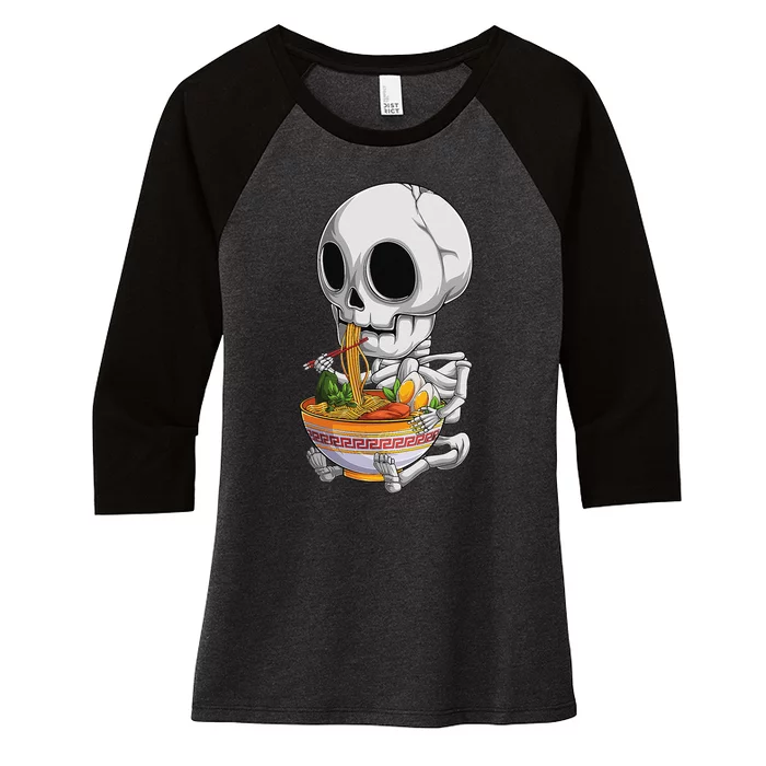 kawaii japanese anime Skeleton Halloween ra Food Lovers Women's Tri-Blend 3/4-Sleeve Raglan Shirt