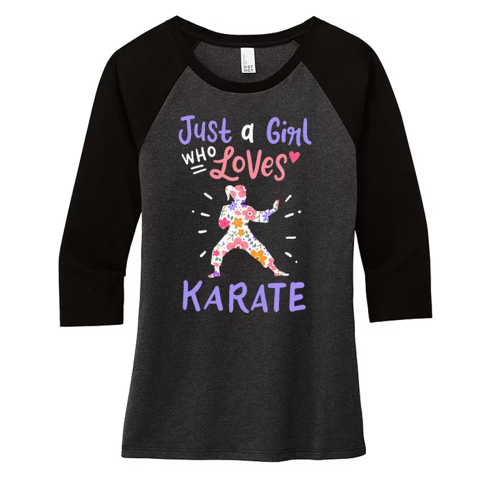 Karate Just A Girl Who Loves Karate Gift Women's Tri-Blend 3/4-Sleeve Raglan Shirt