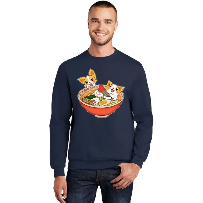 Kawaii Japanese Anime Corgi Dog Funny Ramen Gift Tee Tall Sweatshirt