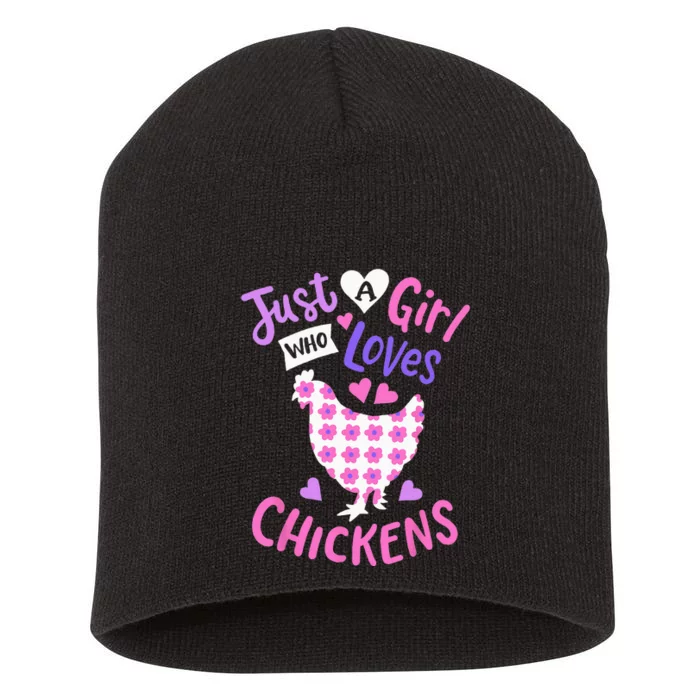 Just A Girl Who Loves Chickens Chicken Hen Love Cute Short Acrylic Beanie