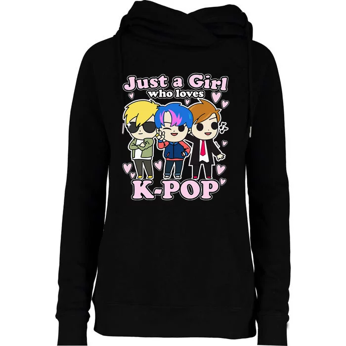 Kpop Just A Girl Who Loves Kpop Korean Pop Band Womens Funnel Neck Pullover Hood