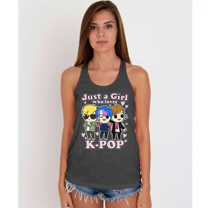 Kpop Just A Girl Who Loves Kpop Korean Pop Band Women's Knotted Racerback Tank