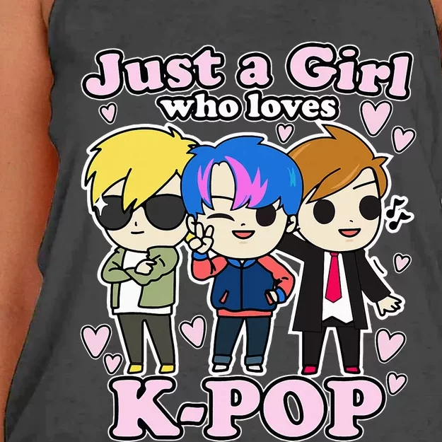 Kpop Just A Girl Who Loves Kpop Korean Pop Band Women's Knotted Racerback Tank