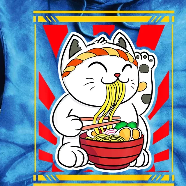 Kawaii Japanese Cat Eating Ramen Noodles Japanese Food Anime Tie Dye Hoodie