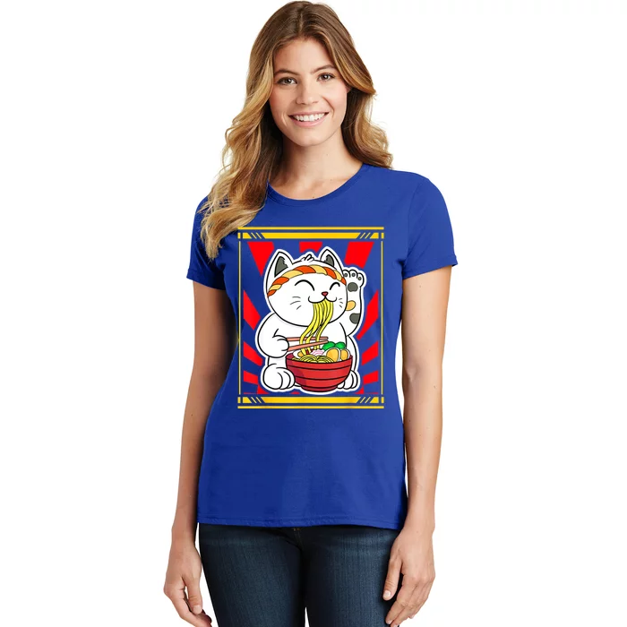 Kawaii Japanese Cat Eating Ramen Noodles Japanese Food Anime Women's T-Shirt