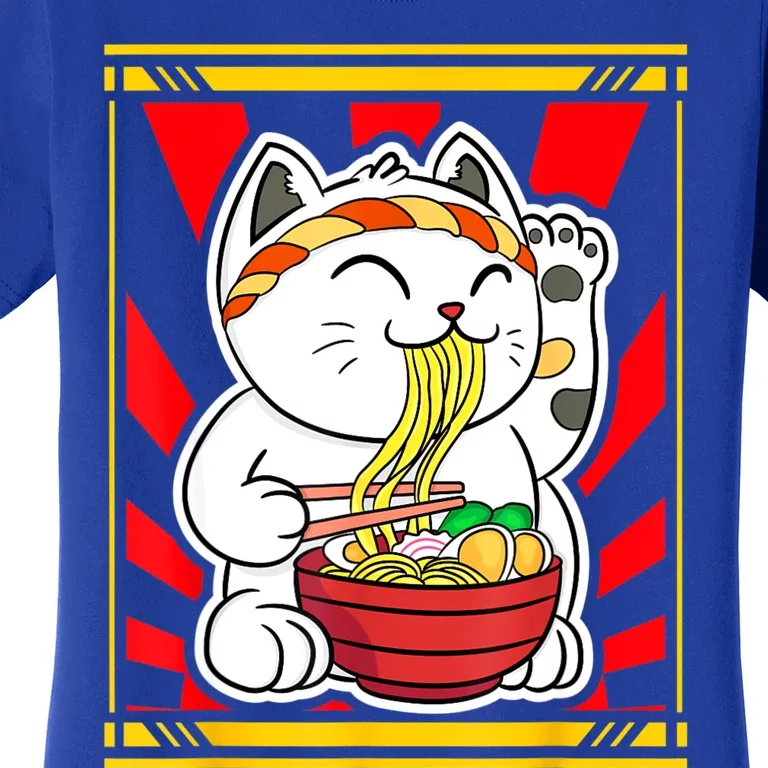 Kawaii Japanese Cat Eating Ramen Noodles Japanese Food Anime Women's T-Shirt