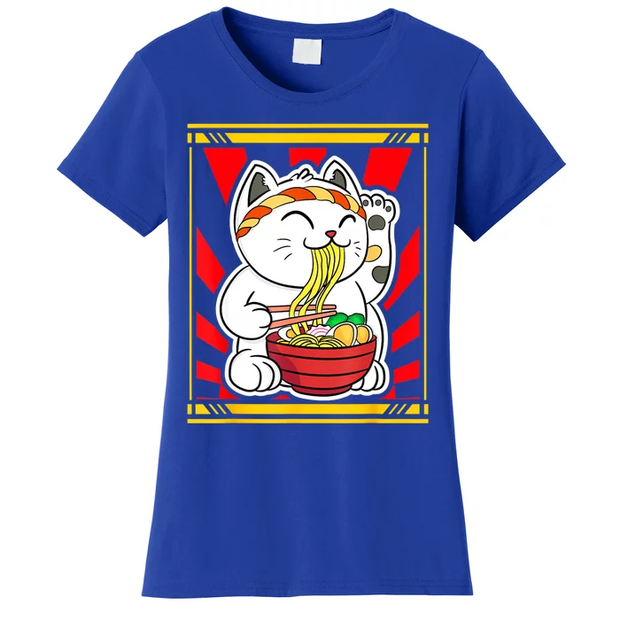 Kawaii Japanese Cat Eating Ramen Noodles Japanese Food Anime Women's T-Shirt