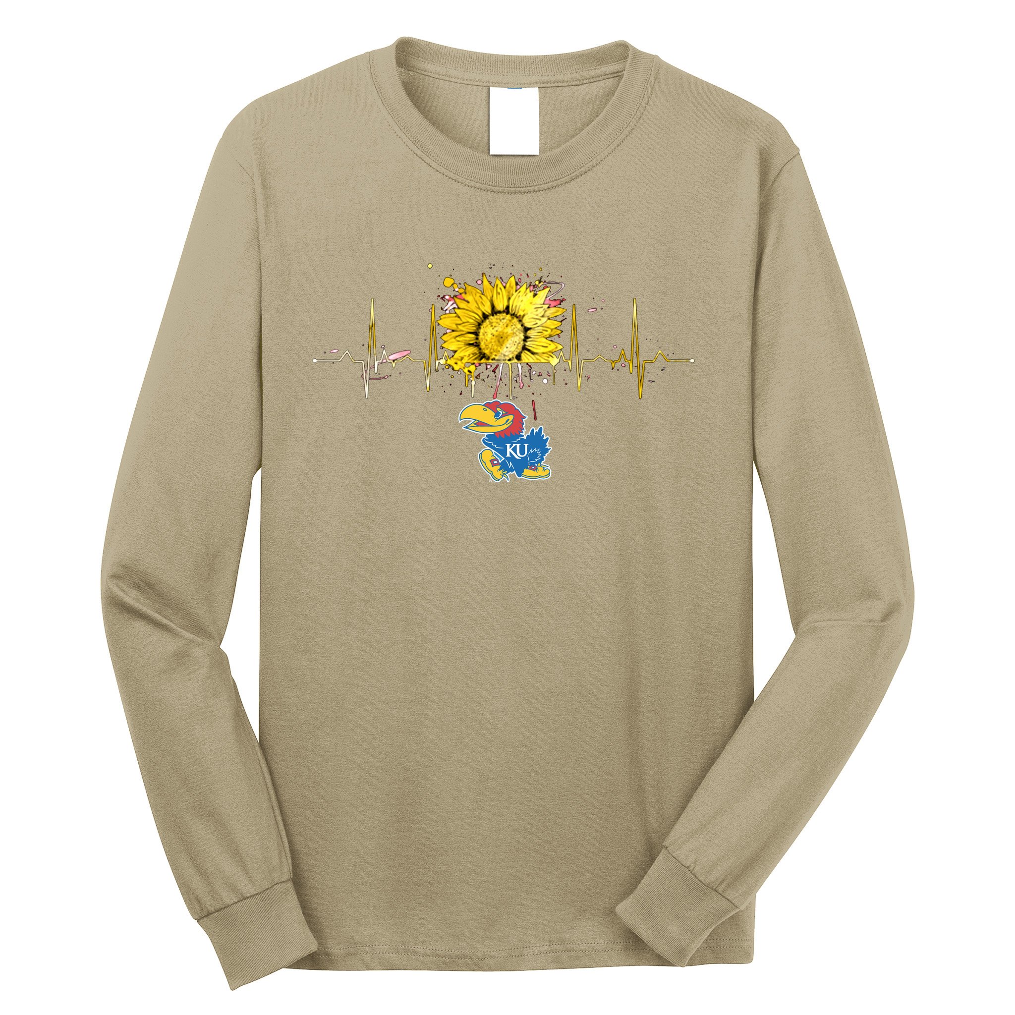 Kanas Jayhawks Color Drop Sunflower Heartbeat Ku Logo Nurse Toddler T-Shirt