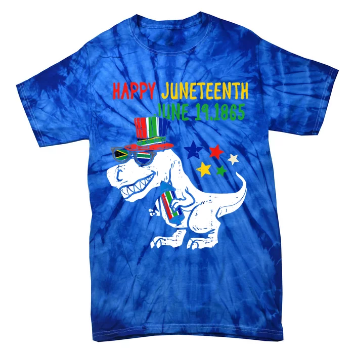 Kids Juneteenth Day Freedom Trex Dino Gift Tie-Dye T-Shirt