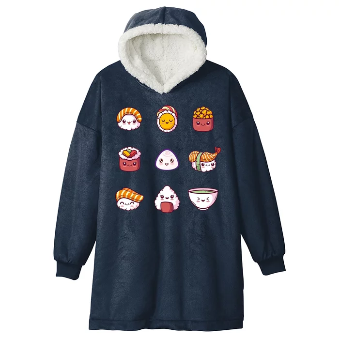 Kawaii Japanese Food Lover Hooded Wearable Blanket