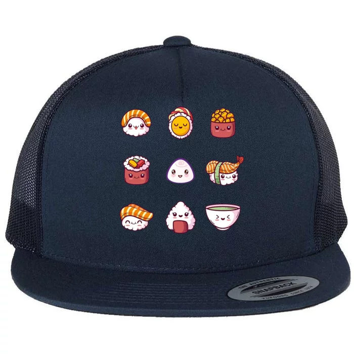 Kawaii Japanese Food Lover Flat Bill Trucker Hat