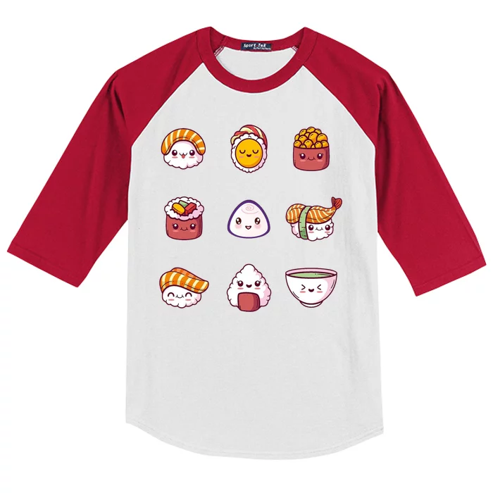 Kawaii Japanese Food Lover Kids Colorblock Raglan Jersey