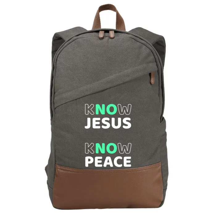 Know Jesus Know Peace Message Faith Design For Christians Gift Cotton Canvas Backpack