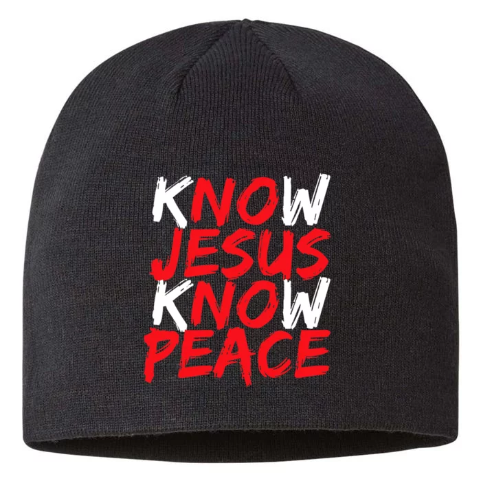 Know Jesus Know Peace No Jesus No Peace Faith God 8 1/2in Sustainable Knit Beanie