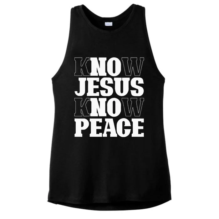 Know Jesus Know Peace Religion God Church Christian Gifts Ladies Tri-Blend Wicking Tank