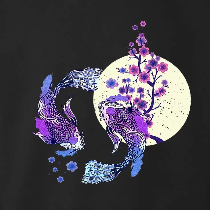 Koi Japanese Koi Carp Full Moon Yin Yang Cherry Blossom Toddler Hoodie