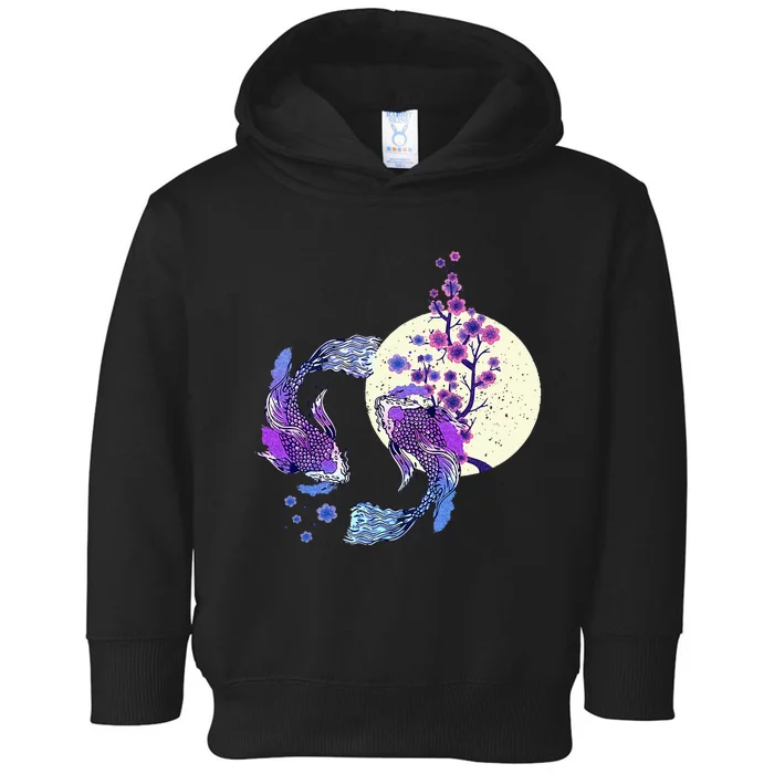 Koi Japanese Koi Carp Full Moon Yin Yang Cherry Blossom Toddler Hoodie