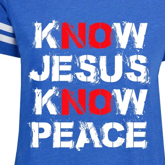 Know Jesus Know Peace Enza Ladies Jersey Football T-Shirt