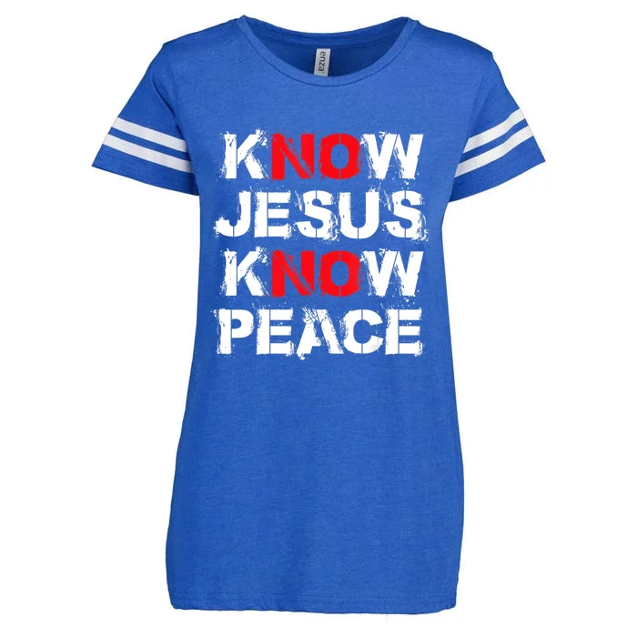 Know Jesus Know Peace Enza Ladies Jersey Football T-Shirt