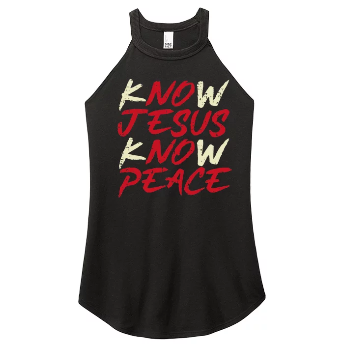 Know Jesus Know Peace God Faith Christian Women’s Perfect Tri Rocker Tank