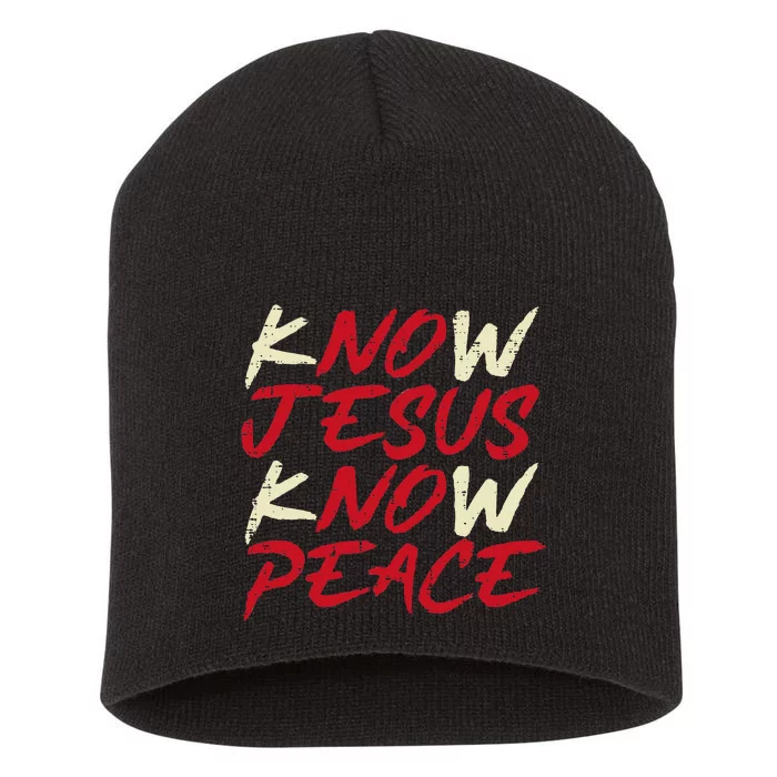 Know Jesus Know Peace God Faith Christian Short Acrylic Beanie