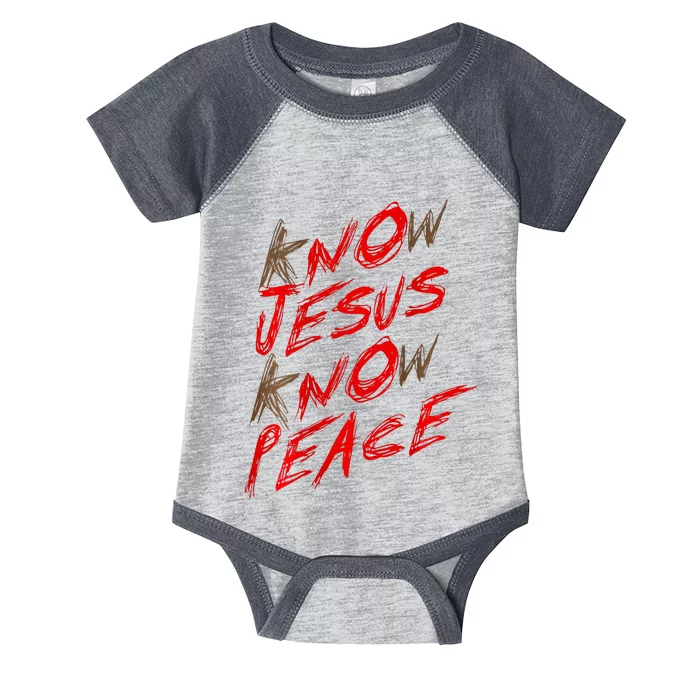 Know Jesus Know Peace Infant Baby Jersey Bodysuit