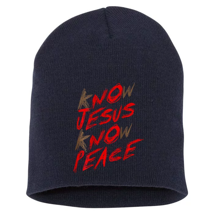 Know Jesus Know Peace Short Acrylic Beanie