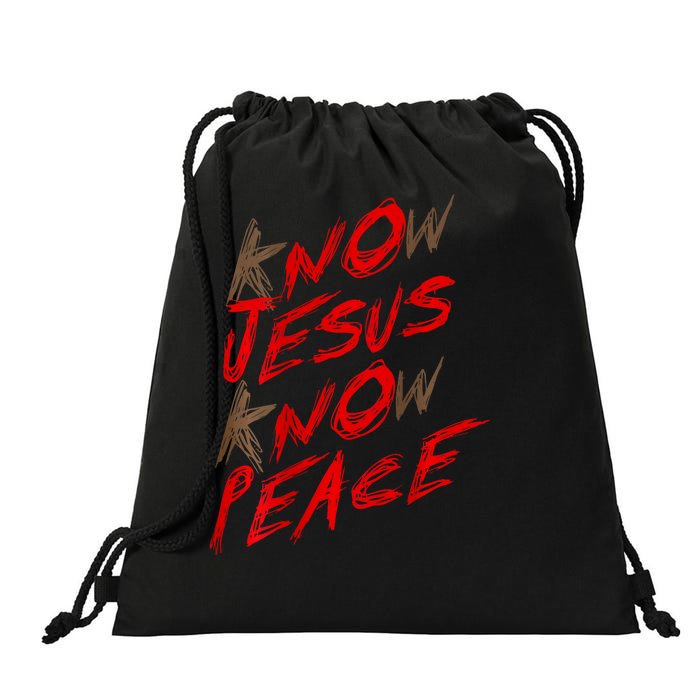 Know Jesus Know Peace Front & Back Drawstring Bag