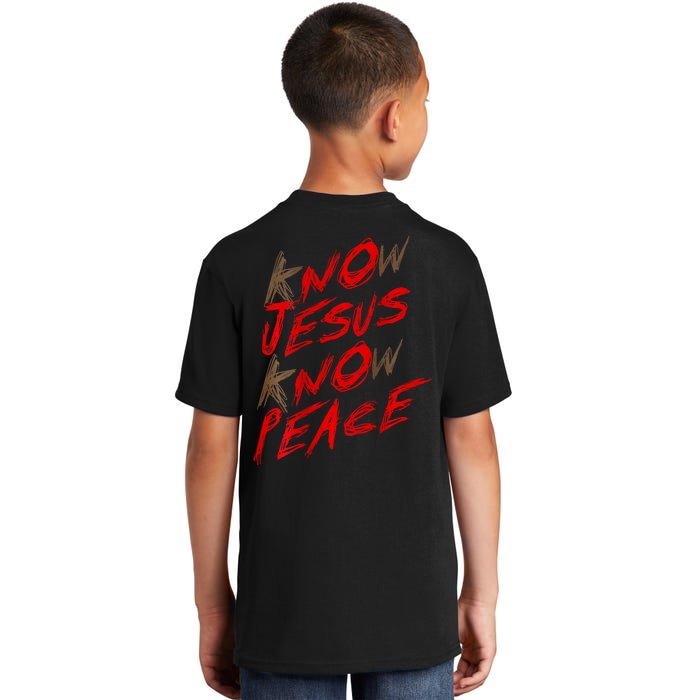 Know Jesus Know Peace Front & Back Kids T-Shirt