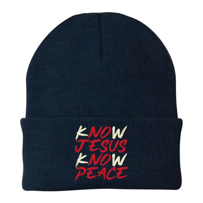 Know Jesus Know Peace God Faith Christian Knit Cap Winter Beanie