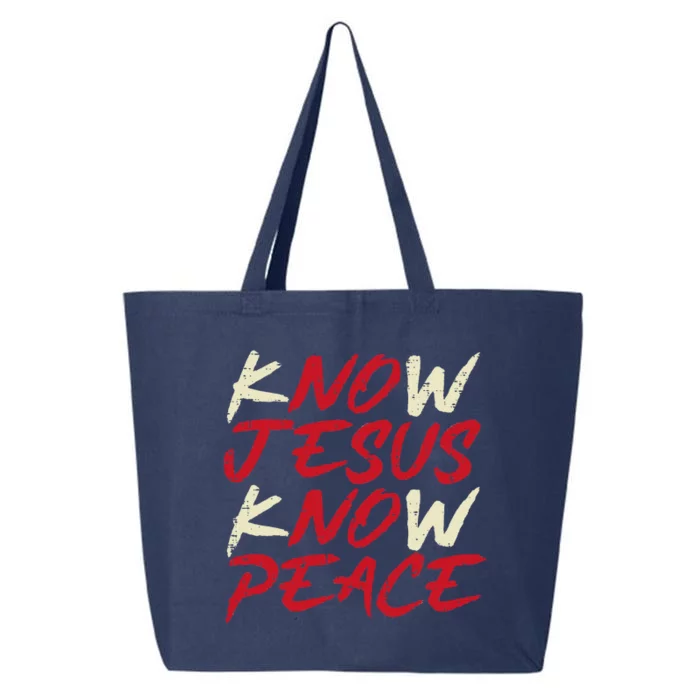 Know Jesus Know Peace God Faith Christian 25L Jumbo Tote