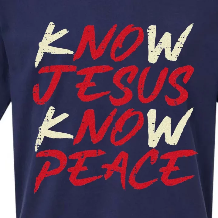 Know Jesus Know Peace God Faith Christian Sueded Cloud Jersey T-Shirt