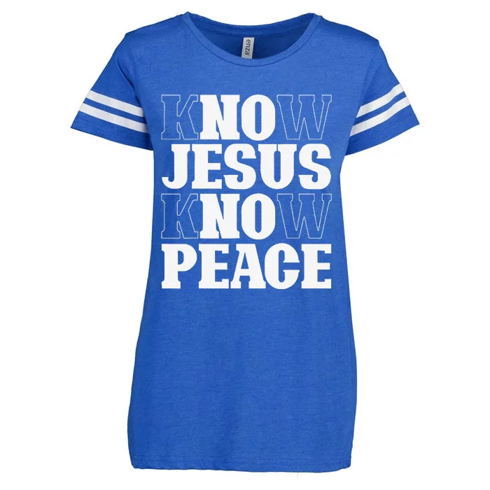 Know Jesus Know Peace Religion God Church Christian Gifts Enza Ladies Jersey Football T-Shirt