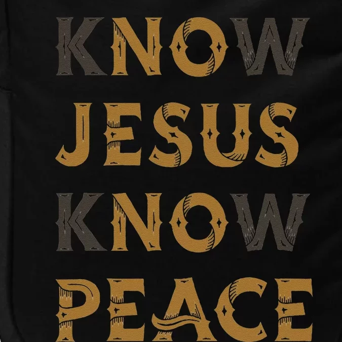 Know Jesus Know Peace Words Double Meaning Impact Tech Backpack