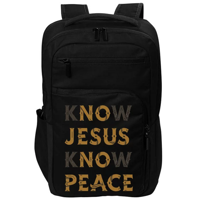 Know Jesus Know Peace Words Double Meaning Impact Tech Backpack