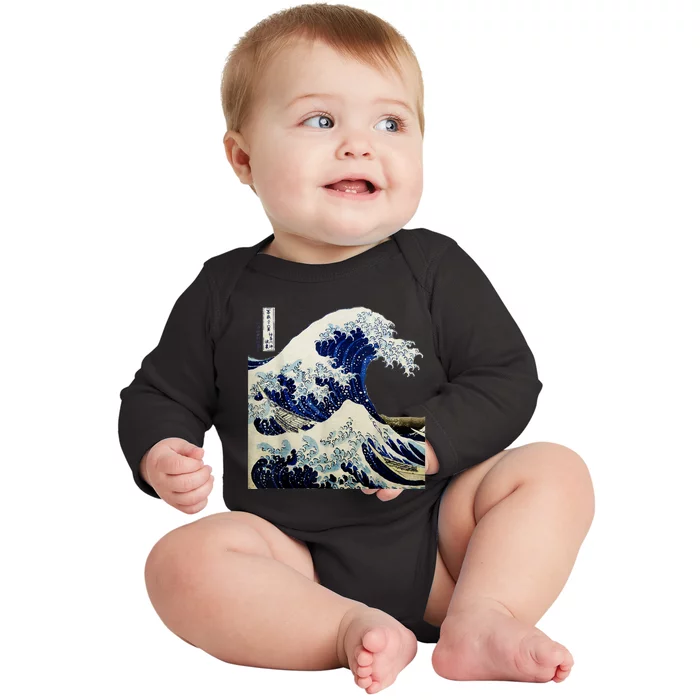 Kanagawa Japanese The Great Wave Baby Long Sleeve Bodysuit