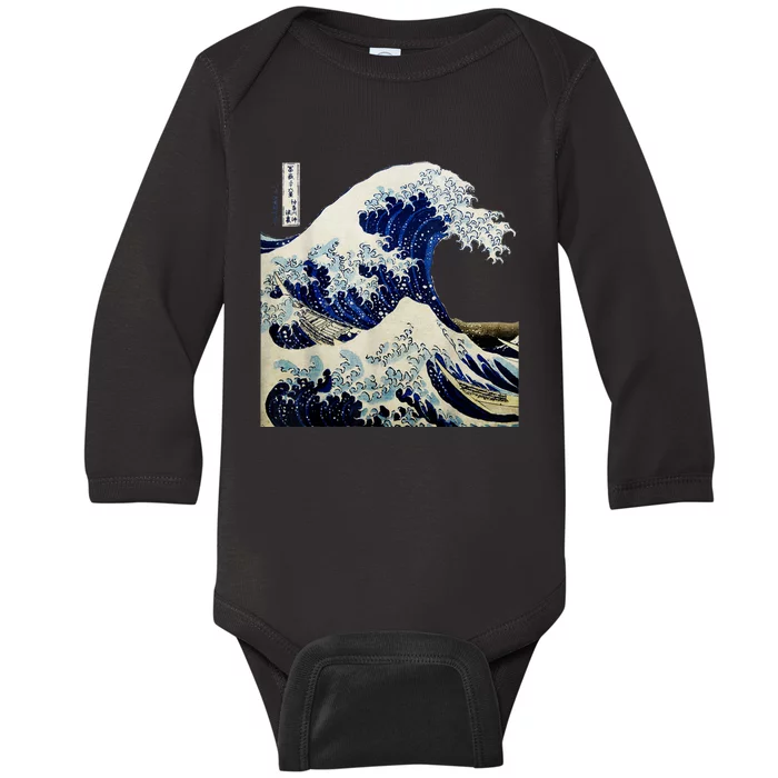 Kanagawa Japanese The Great Wave Baby Long Sleeve Bodysuit