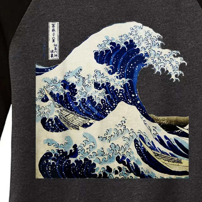 Kanagawa Japanese The Great Wave Women's Tri-Blend 3/4-Sleeve Raglan Shirt