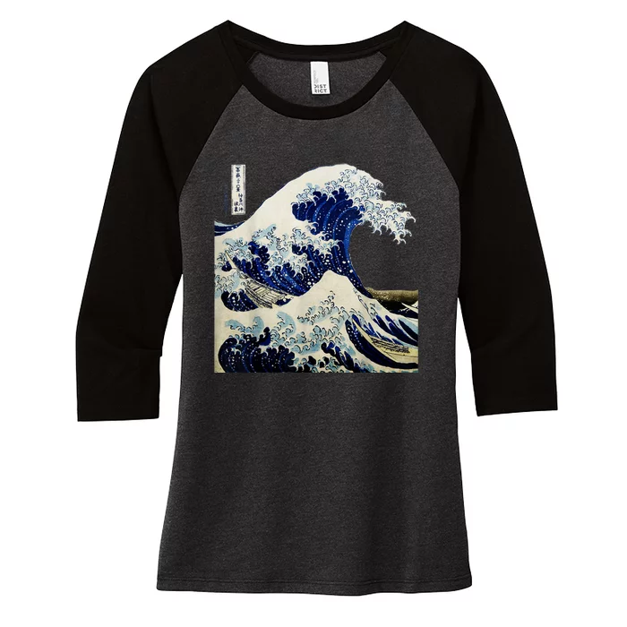 Kanagawa Japanese The Great Wave Women's Tri-Blend 3/4-Sleeve Raglan Shirt