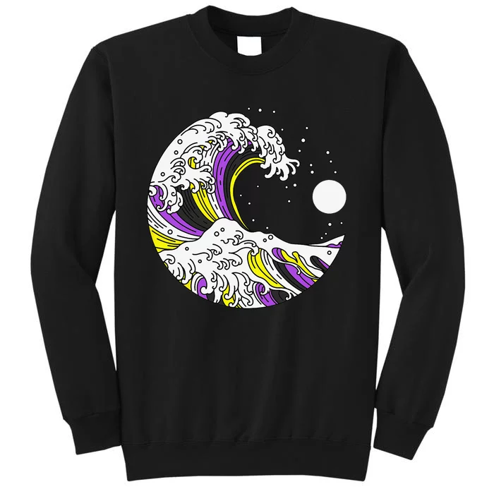 Kanagawa Japanese The Great Wave Of NonBinary LGBT Pride Tall Sweatshirt