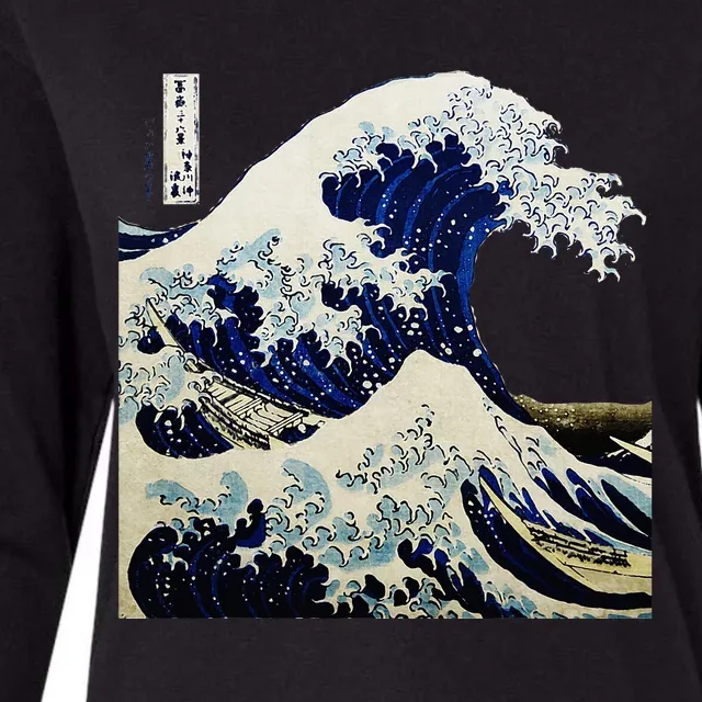 Kanagawa Japanese The Great Wave Womens Cotton Relaxed Long Sleeve T-Shirt