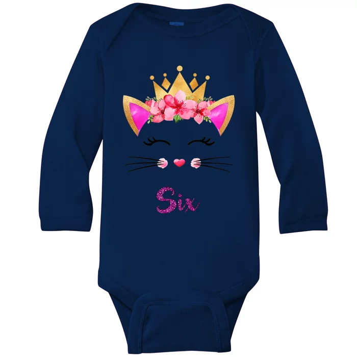 Kids Kitty 6h Birthday  Cat Girl Cat Boy Birthday Outfit Baby Long Sleeve Bodysuit