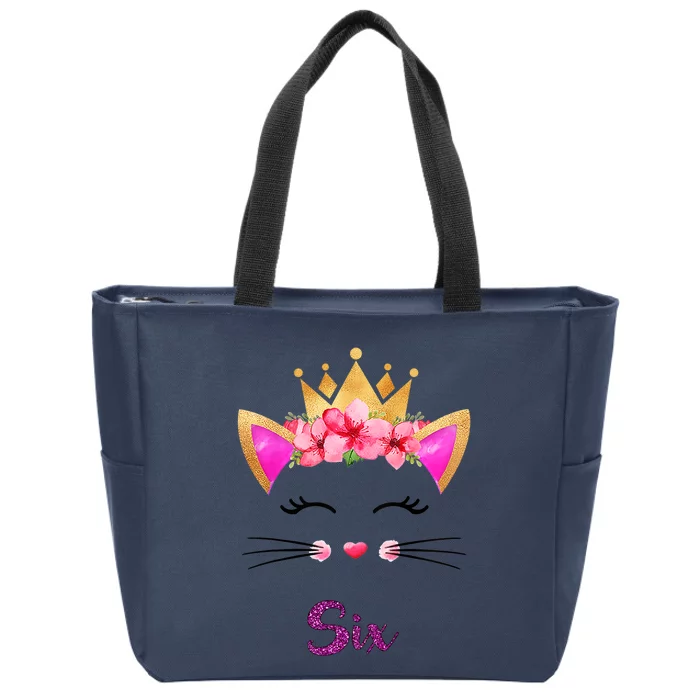 Kids Kitty 6h Birthday  Cat Girl Cat Boy Birthday Outfit Zip Tote Bag