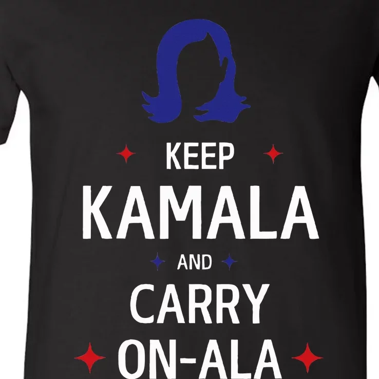 Keep Kamala And Carry On Ala V-Neck T-Shirt